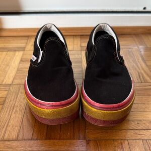 Vans Black Slip-On Shoes with Multicolor Sole - platform! Glitter!